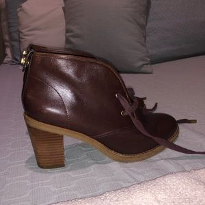 Coach leather stacked blocked heel